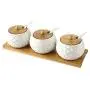 Ensemble de Récipients de Condiments en Céramique, Réservoirs en Bois pour la Maison