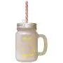 Gelber Kühlglas Mason Jar mit Virginia Virginia Frost (mit Stroh)