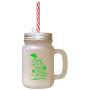 Green April Showers Bring May Flowers Frosted Glass Mason Jar With Straw