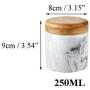 Danmu 1Pc of Lead Free Ceramic Jar Ceramic Marble Pattern Candy Dish with Bamboo Airtight Lids Candy Cookie Jar Storage Jar Jewelry Box Buffet Jar Coffee Oatmeal Tea Sugar Container (250ML, Gray)