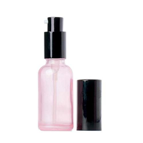 2PCS 1oz 30ML BPA Free Pink Glass Empty Portable Pump Lotion Bottles Press Jars Pot Container For Makeup Skin Care Foundations Cosmetic Serums Cream Liquid Essential Oils