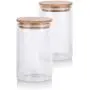 Bouteilles en verre borosilicate clair premium de 473 ml avec couvercle en silicone en bambou (2 packs) + Étiquettes Bouteilles en verre borosilicate clair premium de 473 ml avec couvercle en silicone en bambou (2 packs) + Étiquettes