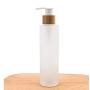 1PCS 150ml/5oz Frosted Glass Pump Bottles Empty Refillable Press Pump Bottle With Bamboo Pump Head Toiletries Storage Containers For Shampoo Essential Oils Shower Gel Hand Wash Lotion Dispenser