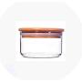 Three Floors Storage Glass Jar With Lid Minimalist Candy Food Glass Storage Container Kitchen Organizer Home,Wooden Cover 1 Jar