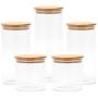 EZOWare Airtight Glass Food Storage Jars Canister/Kitchen Container Set with Natural Bamboo Lids - Set of 5