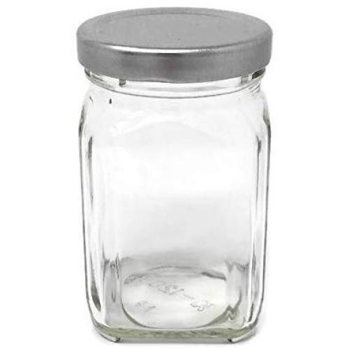 10 oz (292 ml) Victorian Square Glass Jar (12 pack) with Silver Metal Lid by Packaging For You