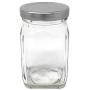 10 oz (292 ml) Victorian Square Glass Jar (12 pack) with Silver Metal Lid by Packaging For You