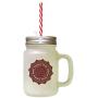 Maroon Trick Or Treat Halloween Candies Label Frosted Glass Mason Jar With Straw