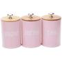 3 X Food Storage Jar, Pink Food Storage Can with Airtight Seal Bamboo Lid -Modern Design Kitchen Storage Canister for Serving Tea, Coffee,Spice