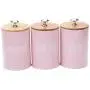 3 X Food Storage Jar, Pink Food Storage Can with Airtight Seal Bamboo Lid -Modern Design Kitchen Storage Canister for Serving Tea, Coffee,Spice
