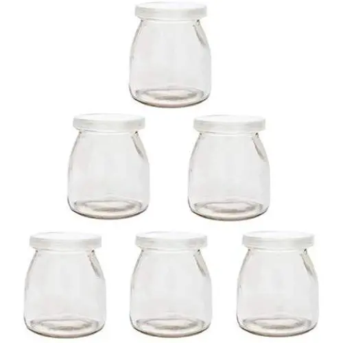 6 Joghurt Gläser mit Deckel – Puddinggläser mit Plastikdeckel Ersatzgläser für Joghurtmaschine – Joghurtglas mit PE-Deckel 100ml/150ml/200ml (7.0 oz – 6 Stück)