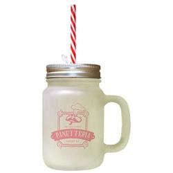 Soft Pink Via Del Corso Panet Teria Ouvert 9-3 Frosted Glass Mason Jar With Straw