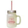 Soft Pink Via Del Corso Panet Teria Ouvert 9-3 Frosted Glass Mason Jar With Straw