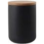 YYW Ceramic Food Storage Jar Canister with Airtight Wooden Lid, Modern Design Food Canisters Loose Tea Coffee Sugar Spice Nuts Snacks Seasonings Storage Jar Caddy (Black 28.15oz/800ml)