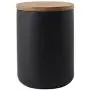 YYW Ceramic Food Storage Jar Canister with Airtight Wooden Lid, Modern Design Food Canisters Loose Tea Coffee Sugar Spice Nuts Snacks Seasonings Storage Jar Caddy (Black 28.15oz/800ml)