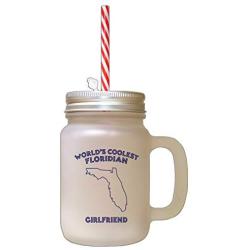 Navy WorldS Coolest Floridian Girlfriend FL Frosted Glass Mason Jar With Straw