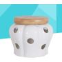 BESTONZON Spice Jars Spice Organizer Round Ceramics Spice Storage with Bamboo Lids for Sealing Garlic Ginger（13 x 13 x 11 cm）