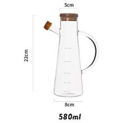 Transparent Glass Oil Bottle With Handle Scale Heat Resistant Lecythus Kitchen Tools Soy Vinegar Sauce Container,580ml