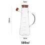 Transparent Glass Oil Bottle With Handle Scale Heat Resistant Lecythus Kitchen Tools Soy Vinegar Sauce Container,580ml