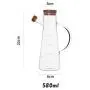 Transparent Glass Oil Bottle With Handle Scale Heat Resistant Lecythus Kitchen Tools Soy Vinegar Sauce Container,580ml