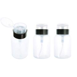 3 Pcs (200ml/6.8oz) Clear Empty Pump Pressing Bottle with Flip Lid Nail Polish Remover Holder Refillable Portable Makeup Holder Jars Pot Travel Storage Sub Bottling for Liquids