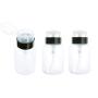 3 Pcs (200ml/6.8oz) Clear Empty Pump Pressing Bottle with Flip Lid Nail Polish Remover Holder Refillable Portable Makeup Holder Jars Pot Travel Storage Sub Bottling for Liquids