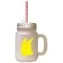 Yellow Portuguese Podengo Silhouette Frosted Glass Mason Jar With Straw Yellow Portuguese Podengo Silhouette Frosted Glass Mason Jar With Straw