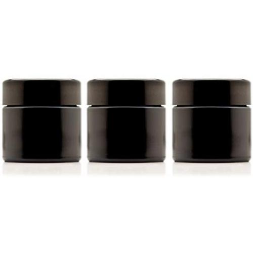 Infinity Jars 100 ml (3.3 fl oz) Black Ultraviolet Refillable Empty Glass Screw Top Jar 3-Pack