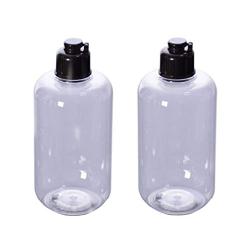 2PCS Empty Portable Refillable Plastic Cosmetic Vial Bottles Jars with Black Flip Cover Makeup Water Travel Packing Storage Containers Dispenser for Shampoo Bath Shower Gel Emulsion Lotion Liquid