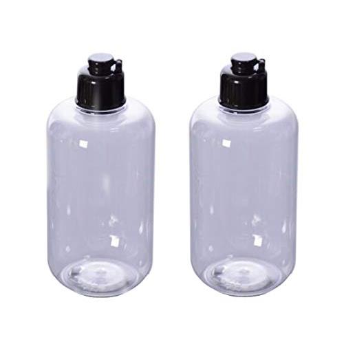 2PCS Empty Portable Refillable Plastic Cosmetic Vial Bottles Jars with Black Flip Cover Makeup Water Travel Packing Storage Containers Dispenser for Shampoo Bath Shower Gel Emulsion Lotion Liquid