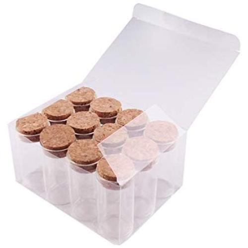 Healifty 12pcs 25ml Glass Jar with Airtight Seal Cork Lid Stoppers Clear Candy Jar Storage Canister for Serving Tea Coffee Spice Sugar Salt