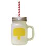 Yellow Green Ice Image Frosted Glass Mason Jar With Straw