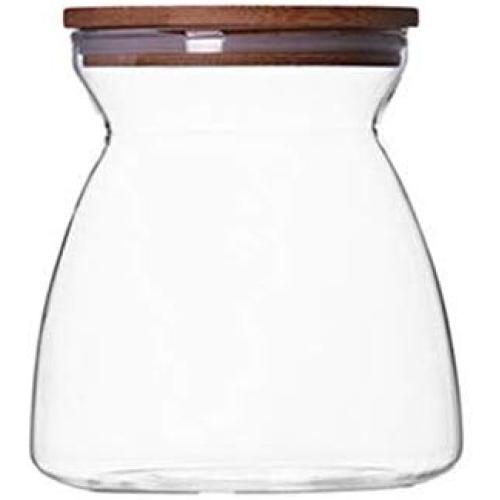 Clear Borosilicate Glass Food Storage Jars Canisters Containers With Airtight Locking Clamp Bamboo Lids,Kitchen Pantry Container With Bamboo Lid