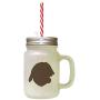 Brown Greek Harehound Silhouette Frosted Glass Mason Jar With Straw