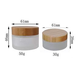 1PCS Empty Round Frosted Glass Facial Cream Bottle With Wood Cover And Inner Lid Refillable Tank Container Storage Vial Jar For Store Cosmetic Loose Powder Hair Wax Exfoliating Cream (50G/1.7OZ)