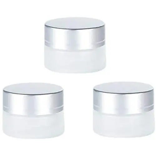 3er Set 5 ml 1/6 oz Frost-Optische Klare Glasbehälter mit Innenfolie und Silberdeckel Leere Wiederbefüllbare Kosmetikbehälter für Creme Lippenbalsam Lotion Aufbewahrungsflaschen für Reiseproben