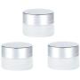 3Pcs 5 ml 1/6 oz Frosted Clear Glass Jars with Inner Liner and Silver Lid Empty Refillable Cosmetic Jars Container Portable Travel Sample Packing Bottles for Cream Lip Balm Lotion Storage