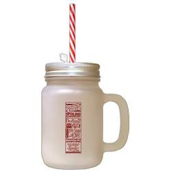 Maroon NanPapaS House Rules Spoiling Mandatory Frosted Glass Mason Jar With Straw