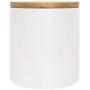 Ceramic canister storage jar tea jar container with bamboo lid (airtight) (Glossy White, 10x12cm)