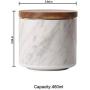 Ceramic storage jar Bakoustar Ceramic Food Storage Jar with Airtight Seal Wooden Lid-Modern Design Ceramic Storage Canister for Food, Tea, Makeup brush and More (460ML)