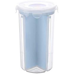 Airtight Food Storage Containers with 4 Compartments & Locking Lids Cereal Organization Dry Food Keeper Kitchen Space Saving (Blue, 1)