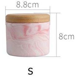 Chic Marble Pattern With Wood Cover Superior Minimalist Elegant Luxury Salt Sugar Storage Jar Home Organizer And For Cigarette,S Pink