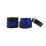 3Pcs 50ml/1.7oz Blue Glass Empty Refillable Cosmetic Jars with Black Cap and Liner Facial Cream Lotion Cases Boxes Pots Tins Containers Dispense Sample Bottle for Cosmetic Cream Balm Storage