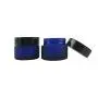 3er Satz 50ml/1,7oz Blaue Glasbehälter mit Schwarzdeckel und Innenliner für Kosmetikcreme, Lotion, Gesichtscremespender, Behälter, Töpfe, Behälter