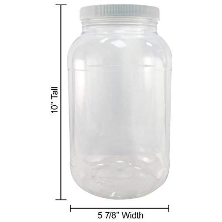 1 Gallon Clear Plastic Jars with Ribbed Liner Screw On Lids, BPA Free, PET  Plastic, Made in USA, Bulk Storage Containers 2 Pack (1 Gallon (Square))