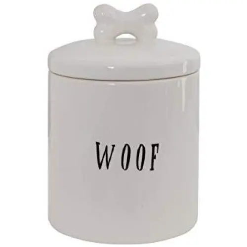 Bouteille à biscuits pour chien en céramique Creative Co-op DA5576 avec poignée en forme d'os, 15 cm de diamètre x 21,6 cm de hauteur, blanche. Bouteille à biscuits pour chien en céramique Creative Co-op DA5576 avec poignée en forme d'os, 15 cm de diamètre x 21,6 cm de hauteur, blanche.