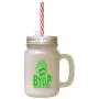 Green Pop Bir Your Own Popcorn Frosted Glass Mason Jar With Straw