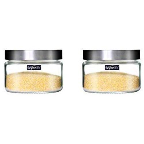 YL LY Xibi Sealed Cans Glass Bottle Kitchen Grains Moisture Storage Storage Jar Food Transparent Cans 2 Piece Set 0.5Lx2
