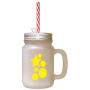 Yellow Start, Ball Frosted Glass Mason Jar With Straw