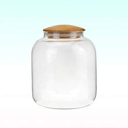 Cabilock 900ml Bamboo Lid Storage Jar Borosilicate Glass Storage Jar Candy Jar Spice Jars Glass Storage Tank for Sugar Candy Cookie